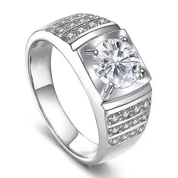 2 карата кристалл циркон бриллианты драгоценные камни кольца для мужчин и женщин белое золото серебряный цвет модные ювелирные изделия обручальное кольцо подарки resizable