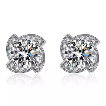 2 каратлайта, четыре лепестка, модные модные вращающиеся серьги с ветряной мельницей, цветные бриллиантовые серьги