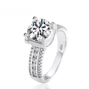 2-каратное обручальное кольцо с муассанитом и бриллиантом для женщин, стерлинговое серебро 925 пробы, кольца на палец, ювелирные изделия с сертификатом 5