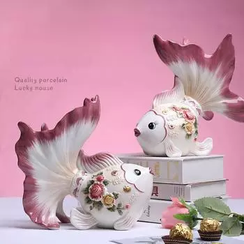 2 керамические рыбки, символизирующие изобилие и успех каждый год! Праздничные подарки Украшения для дома Аксессуары Материковый Китай