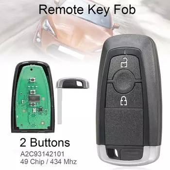 2 кнопки, 434 МГц, интеллектуальный удаленный автомобильный брелок без ключа с 49 чипами A2C93142101, подходит для FD