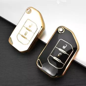 2 кнопки автомобильный чехол держатель для JEEP Grand Cherokee Gladiator Wrangler JT JLU TJ JL Renegade Compass TPU чехол для ключа без ключа 2 Buttons чёрный