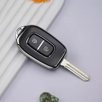 2 кнопки для Renault Kwid Traffic символ для Dacia Sandero Logan Duster 2016 2017 2018 серебристый ТПУ автомобильный дистанционный брелок чехол в виде ракушки Key case чёрный