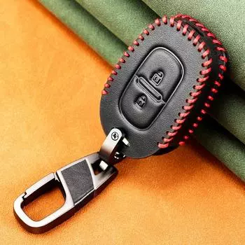 2 кнопки кожаный автомобильный пульт дистанционного управления брелок чехол для Renault Kwid Traffic Symbol Dacia Sandero Logan Duster 2016 2017 2018 Shell чёрный