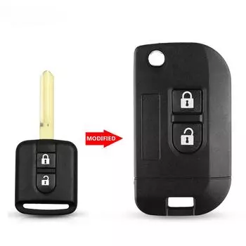 2 кнопки откидной складной чехол для дистанционного ключа автомобиля чехол для Nissan Qashqai Primera Micra Navara Almera Note Sunny чёрный