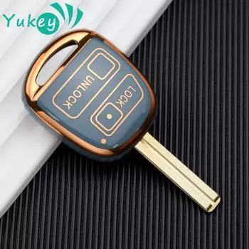 2 кнопки ТПУ автомобильный брелок чехол для TOYOTA CAMRY RAV4 Corolla PRADO YARIS Tarago для LEXUS чёрный