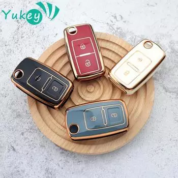 2 кнопки TPU чехол для автомобильного ключа чехол для брелока для VW Volkswagen MK4 Bora Golf 4 5 6 Jetta Passat Polo Bora Touran Skoda Seat чёрный