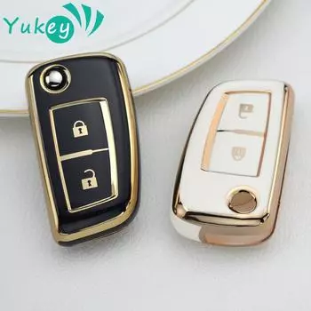 2 кнопки TPU чехол для автомобильного складного ключа чехол защитный держатель для Nissan X-Trail Qashqai J11 Juke Murano Micra Tiida Maxima Altima Kicks чёрный