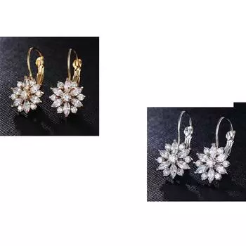 2 комбинированные модные новейшие серьги с кристаллами AAA и бриллиантами из 18-каратной стали для женщин и девочек