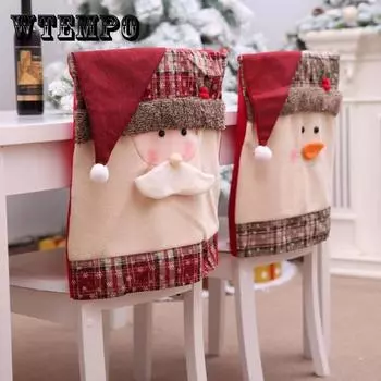 2 Комплект рождественских украшений Домашнее украшение Стул Обложка Ресторан Отель Площадь Санта Клаус Стул Украшение 2 pc