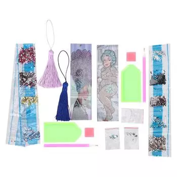 2 комплекта алмазных закладок 5D DIY Живопись Кристалл Стразы Вышивка Кисточка Инструмент для вышивки крестом