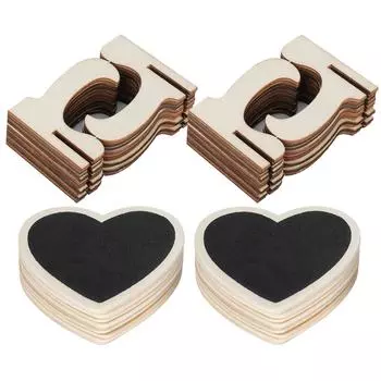 2 комплекта деревянных мини-досок для вывесок, карточек, досок для свадьбы, украшений в форме сердца