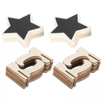 2 комплекта деревянных мини-знаков для меловой доски, карточек, досок, пятиконечных звезд, настольных украшений