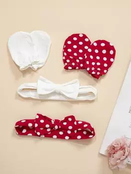 2 комплекта детская повязка на голову и детские варежки-царапки для новорожденных мальчиков и девочек эластичная повязка на голову детская повязка на голову с бантом