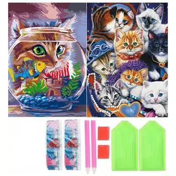 2 комплекта DIY Стразы Картина Полные Стразы Картины Искусство Ремесло для Украшения Дома 30x40 см Милый