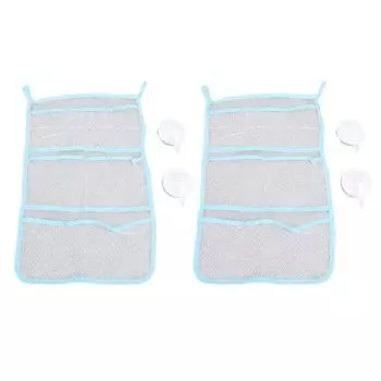 2 комплекта для хранения туалетных принадлежностей в ванной, сетчатая сумка, подвесная сетка с несколькими карманами и присоской