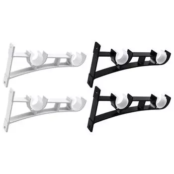 2 комплекта двойных кронштейнов для карниза для штор, настенный кронштейн, крючки для карниза из алюминиевого сплава для штор, карниз для настенных вешалок, поддержка чёрный