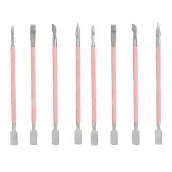 2 комплекта двухсторонних толкателей кутикулы из нержавеющей стали для удаления грязи с ногтей, очиститель ногтей для маникюра