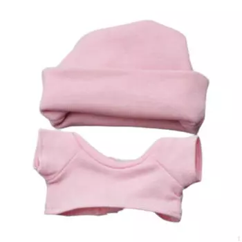 2 комплекта футболок и шапок для кукол ростом 17 см. Праздничные подарки розовый