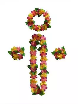 2 комплекта гавайских леев Гавайские леи оптом, тропические цветочные леи Пляж Гавайи Луау Сувениры для вечеринки Украшения своими руками Украшение для маскарадного костюма и вечеринки разноцветный