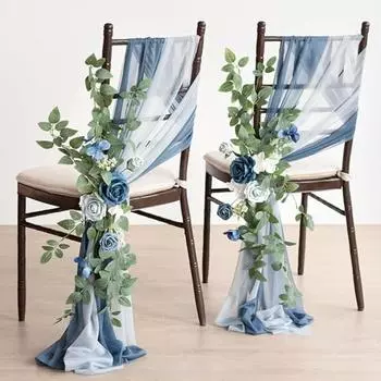 2 комплекта искусственных цветов для церковной скамьи, украшения для стульев, зелени, скамейки, церемония, прием, цветочный искусственный фон, роза, вечеринка на открытом воздухе оранжевый