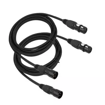 2 комплекта кабелей XLR 10 футов профессиональный аудиокабель XLR папа-мама плетение защитных сеток 2 Pack чёрный