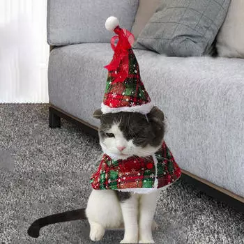 2 комплекта кошачьей накидки с шапочкой универсальный очаровательный костюм одежда для домашних животных для котят щенков S