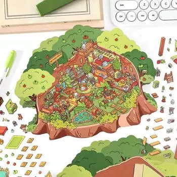 2 комплекта наклеек для 3D-дома своими руками с фоновыми досками для креативной мини-комнаты