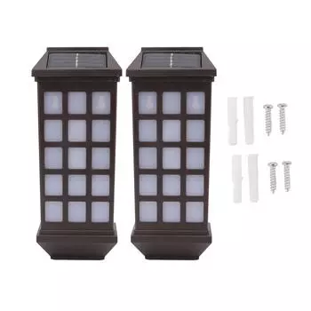2 комплекта настенных светильников на солнечных батареях с светодиодами белого света и интеллектуальным управлением для внутреннего дворика