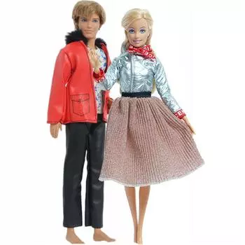 2 комплекта парной одежды для Кена для куклы Барби, кожаное пальто ручной работы, брюки, аксессуары для одежды(НЕТ КУКЛЫ)