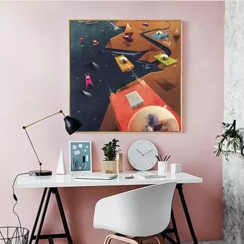 2 комплекта, поп-арт, космическая станция, космический корабль, черный и красочный холст, картина с принтами Сатурна и изображением, декор для детской комнаты 20X20cm 8x8inch