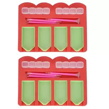 2 комплекта принадлежностей для алмазной живописи MultiBatch Tray Organizer Holder Container Pen Tool Kit