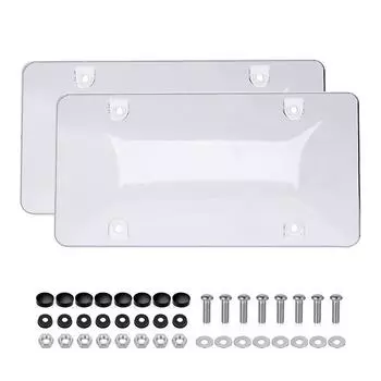 2 комплекта прозрачных чехлов для номерных знаков, плоский протектор номерного знака с деталями