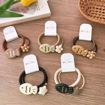 2 комплекта резинок для волос с изображением сладкого чая с молоком, цвета мультяшной рыбы, цветов, звезд, простые все, высокоэластичная веревка для волос, аксессуары для волос для девочек