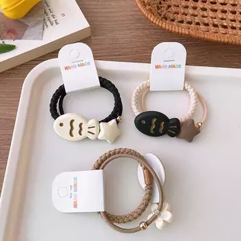 2 комплекта резинок для волос с изображением сладкого чая с молоком, цвета мультяшной рыбы, цветов, звезд, простые все, высокоэластичная веревка для волос, аксессуары для волос для девочек