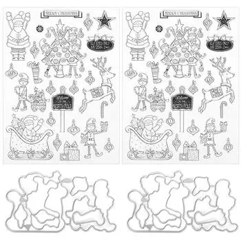 2 комплекта рождественских силиконовых прозрачных штампов для фотоальбомов открыток украшения ручной работы