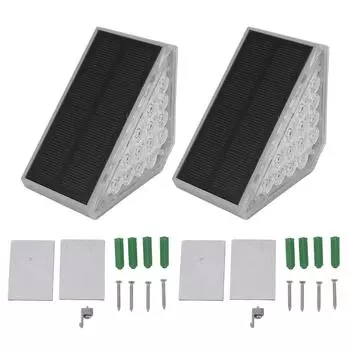 2 комплекта солнечных ступенчатых светильников, треугольный солнечный светильник для лестницы IP68, водонепроницаемый, наружное освещение, украшение для