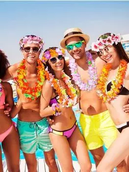 2 комплекта сувениров для вечеринки на пляже Гавайи Луау, гавайские леи оптом, тропические цветы леи, гавайские леи, украшения своими руками, нарядное платье и вечеринка разноцветный