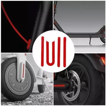 - 2 комплекта светоотражающих наклеек из ПВХ для электросамоката M365 красного цвета