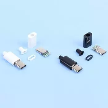 2 комплекта Type-C Mirco USB 3.1, сильноточный разъем для быстрой зарядки, штекер чёрный