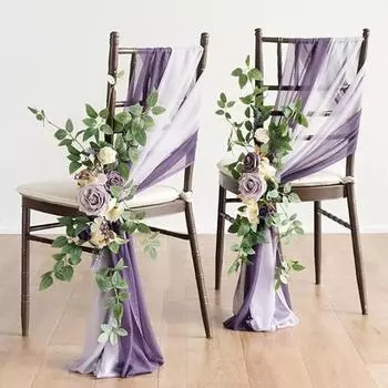 2 комплекта украшений для стульев на свадьбу, церковная скамья, искусственные цветы, зелень, гирлянды, скамья, церемония, прием, цветочный искусственный фон, роза, вечеринка на открытом воздухе оранжевый