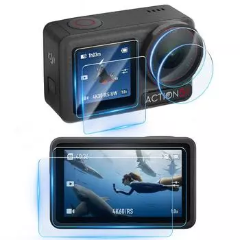 2 комплекта взрывозащищенных защитных пленок из закаленного стекла для DJI Osmo Action 5 Pro