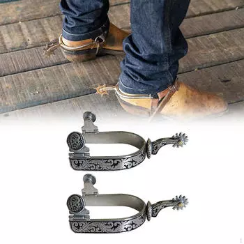 2 конских шпоры для верховой езды в античном стиле из нержавеющей стали в ковбойских сапогах в стиле вестерн