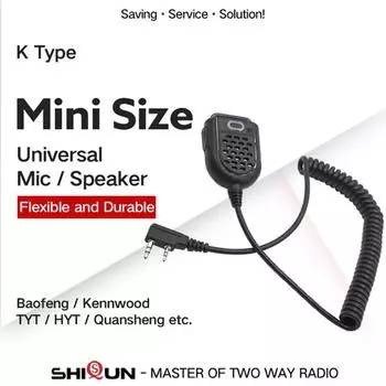 2-контактный микрофон PTT для микрофона динамика Kenwood/Baofeng UV-5R BF-888s Radio Walkie Talkie