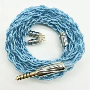 2-контактный посеребренный кабель 2-контактный кабель для обновления наушников сменный кабель [BIGMANGO-ALLBLUE] 4,4 мм повторный кабель 4-жильный 4,4 мм (2pin4.4mm)