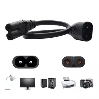 2-контактный соединительный шнур C7 - IEC320-C8, переходник со штекера на гнездо, переносной источник питания