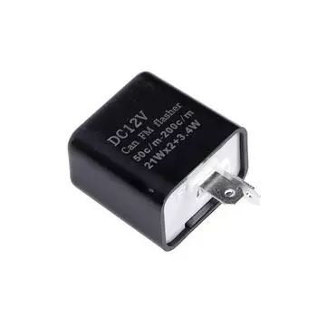 2-контактный светодиодный мигающий реле 12 В Регулируемая частота сигналов поворота Реле индикатора мигания для мотоциклов Аксессуары для мотоциклов чёрный