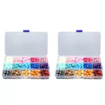 2 коробки сургучных бусин 15 цветов, легко плавятся, быстро сохнут, восьмиугольный сургуч для печати на карточках