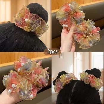 2 красочные повязки на голову и резинки для волос в виде толстой кишки, подходящие для повседневного использования и выступлений в качестве аксессуаров для волос