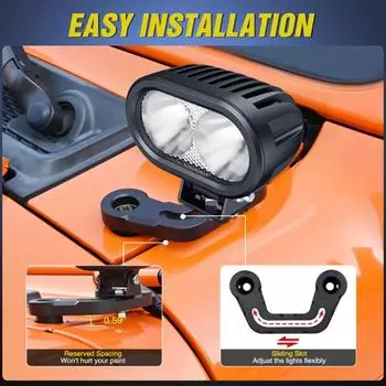 2 кронштейна для крепления фонарей для лобового стекла Jeep Wrangler JL/JLU 2018-2025 годов, Gladiator JT, передняя стойка, 2018-2025 годов чёрный